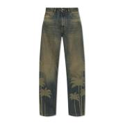 Palm Angels Jeans med logotyp Blue, Herr