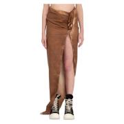 Rick Owens Vaxad Långkjol Brown, Dam