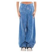 Haikure Velvet Washed Loose Jeans Blue, Dam