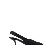 TotêMe Svarta Siden Slingbacks - Spetsig Tå Black, Dam