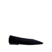 TotêMe Svarta Läderballerinor - Spetsig Kvadrat Black, Dam