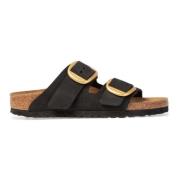 Birkenstock Svarta Big Buckle Nubuck Sandaler Black, Dam