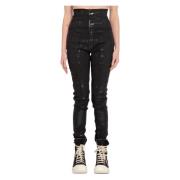 Rick Owens Denim Leggings med Dirt Waist Black, Dam