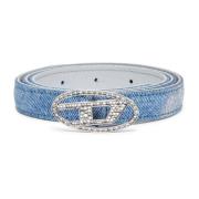 Diesel Strass Denim Bälte med Strass Blue, Dam