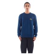 Lacoste Räfflad Croc Sweater i HBM Blue, Herr