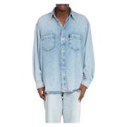 Haikure Denim Piano Skjorta i L0833 Blue, Herr