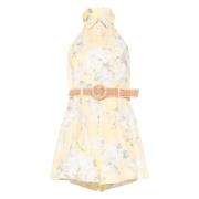 Zimmermann Gul Blommig Kort Playsuit med Krage Yellow, Dam