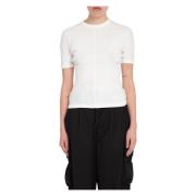 Y-3 Off White Figursydd T-shirt med Kort Ärm White, Dam