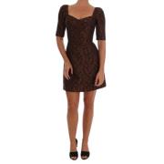 Dolce & Gabbana Elegant Brun Ullblandad Miniklänning Brown, Dam