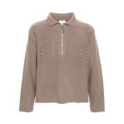 ROA Stickad Mohair Polo med Perforerad Detalj Brown, Herr