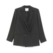 Tibi Ash Grey Double Breasted Blazer Gray, Dam