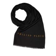 Philipp Plein Halsduk Halsduk Sjal med broderad Logo Black, Dam