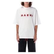 Marni Vit Logot-shirt Oversized Passform White, Herr