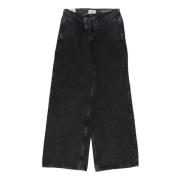 Amish Svart Upprullade Denim Jeans Black, Dam