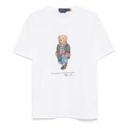 Polo Ralph Lauren Broderad 'Polo Bear' Bomull T-shirt White, Herr