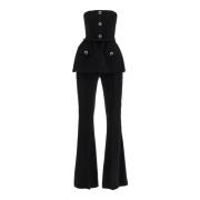 Self Portrait Bustier Jumpsuit med Peplum Botten Black, Dam