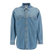 Moschino Sliten Denim Skjorta med Fickor Blue, Herr