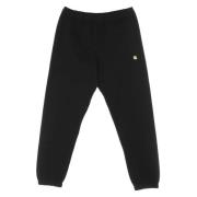 Carhartt Wip Svart/Guld Fleece Sweatpants med Ribbad Insats Black, Her...