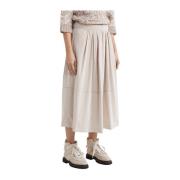 Peserico Teknisk taffeta lång plisserad kjol Beige, Dam