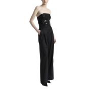 Peserico Ärmlös twill jumpsuit med paljetter Black, Dam