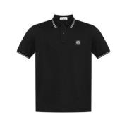 Stone Island Logo Applique Polo Skjorta Svart Black, Herr