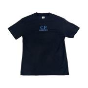 C.p. Company Svart Lättvikts Jersey T-shirt med Tryckt Logotyp Black, ...