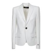 Dsquared2 Vit Logotyp Blazer Jacka Silver White, Dam