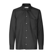 Samsøe Samsøe Återvunnen Ull Overshirt Black, Herr