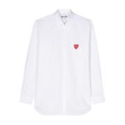 Comme des Garçons Broderad skjorta med hjärtapplikation White, Dam