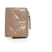 Tory Burch Elegant Bi-fold Plånbok i Taupe Beige, Dam