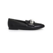 Casadei Svart Moccasin Loafer med Strass Spänne Black, Dam