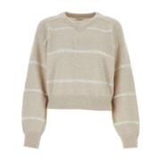 Brunello Cucinelli Stilren Stickad Topp Beige, Dam