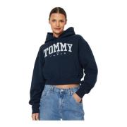 Tommy Jeans Varsity Logo Hoodie Tröja Blue, Dam