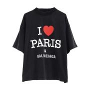 Balenciaga Logo Print Crew Neck T-shirts Black, Herr