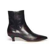 Pomme D'or Bordeaux Läder Ankel Boot Black, Dam