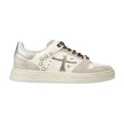 Premiata Blå Läder Sneakers White, Dam