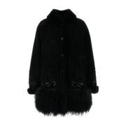 Ermanno Scervino Shearling Coat Black, Dam