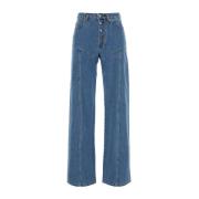 Marine Serre Laser Denim Flare Jeans Blue, Dam