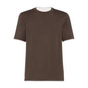 Brunello Cucinelli Lagerlagd Brun T-shirt Rund Hals Kort Ärm Rak Hem B...