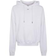 Off White Vit Tryckt Hoodie med Ficka White, Herr