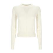 Chloé Vit Ullstickad Topp Broderad Logotyp White, Dam