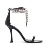 Jimmy Choo Kristallprydda Lädersandaler Black, Dam