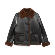 Bally Shearling Collar Black Button Jacket Black, Dam