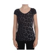 Roberto Cavalli Elegant Leopard Modal Top Gray, Dam