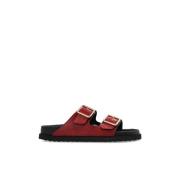 Birkenstock Slides Arizona Lined Red, Dam