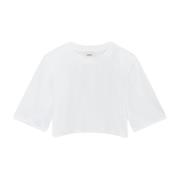 Isabel Marant Vit Bomull T-shirt med Vadderade Axlar White, Dam