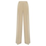 D.Exterior Klassiska Beige Byxor Flared Fit Beige, Dam