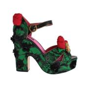 Dolce & Gabbana Förtrollade Sicilien Kristall-Brocade Kilklackar Green...