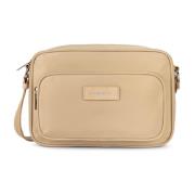 Lancaster Basic Vita Dragkedja Crossbody Väska Beige, Herr