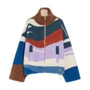 Max Mara Weekend Kort Oversized Ull Jacquard Kappa Multicolor, Dam